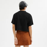 CP778-CURSIVE SIGNATURE CROPPED T-SHIRT-BLACK