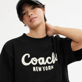 CP778-CURSIVE SIGNATURE CROPPED T-SHIRT-BLACK