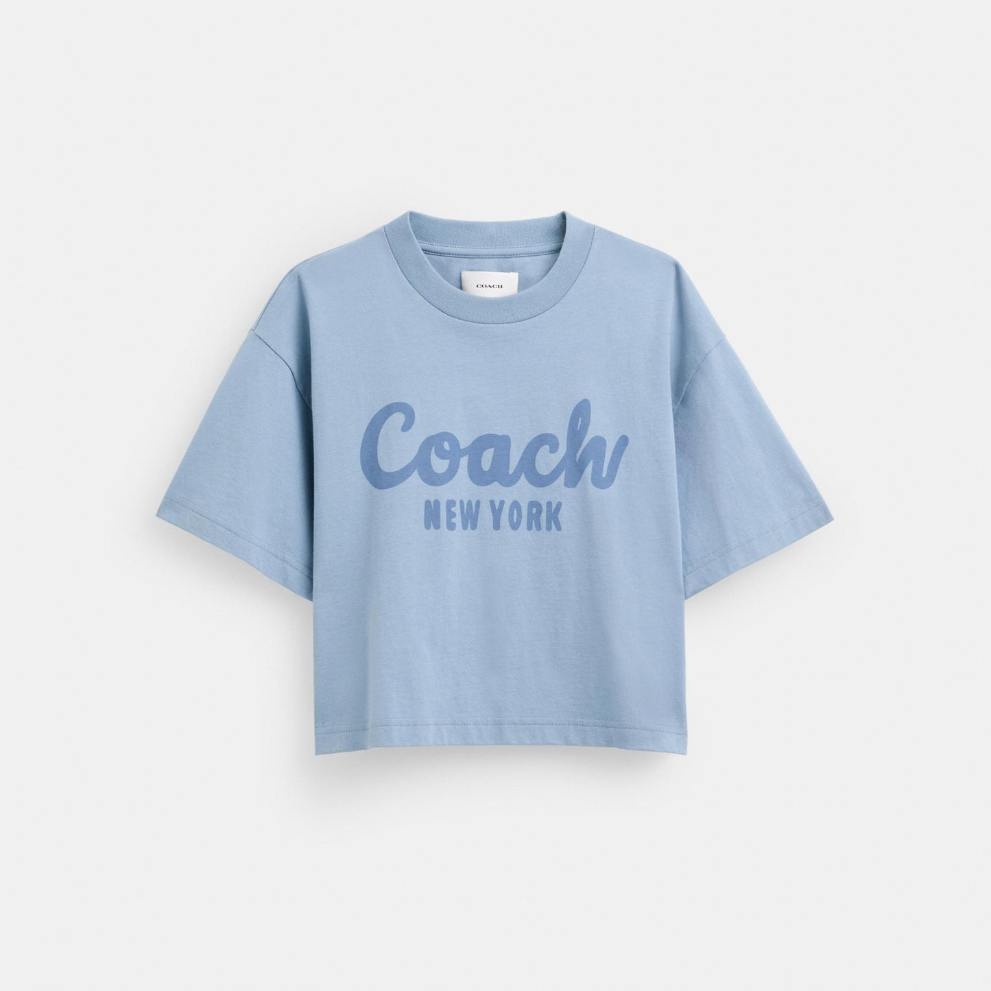 CP778-Cursive Signature Cropped T-Shirt-Blue.