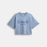 CP778-CURSIVE SIGNATURE CROPPED T-SHIRT-Blue.