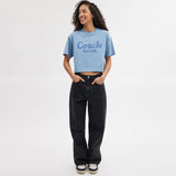CP778-CURSIVE SIGNATURE CROPPED T-SHIRT-Blue.