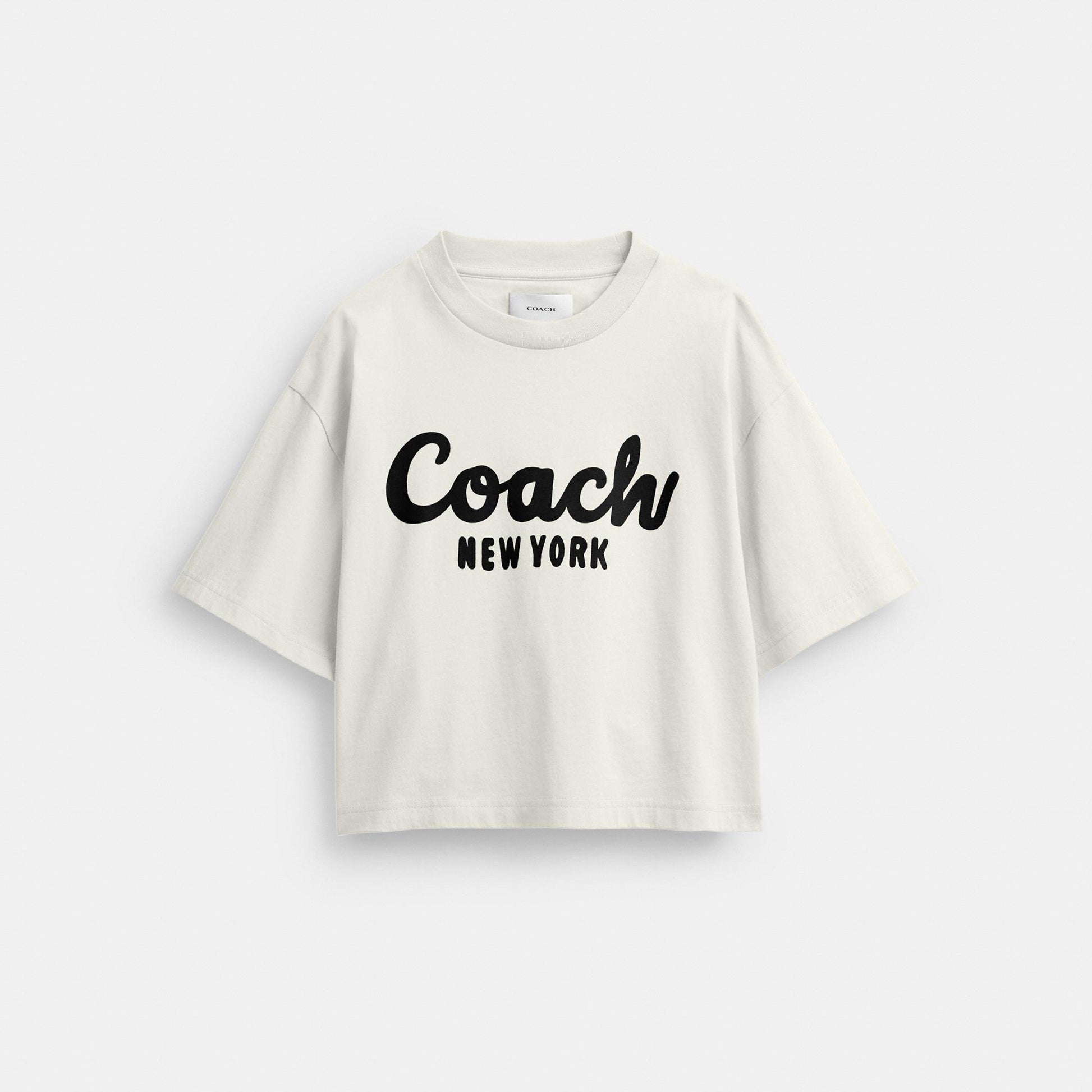 CP778-Cursive Signature Cropped T-Shirt-Cream.