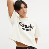 CP778-Cursive Signature Cropped T-Shirt-Cream.