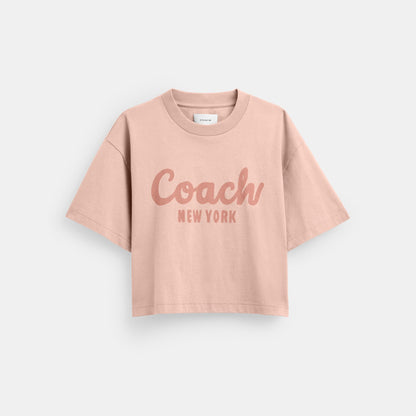 CP778-Cursive Signature Cropped T-Shirt-Pink.