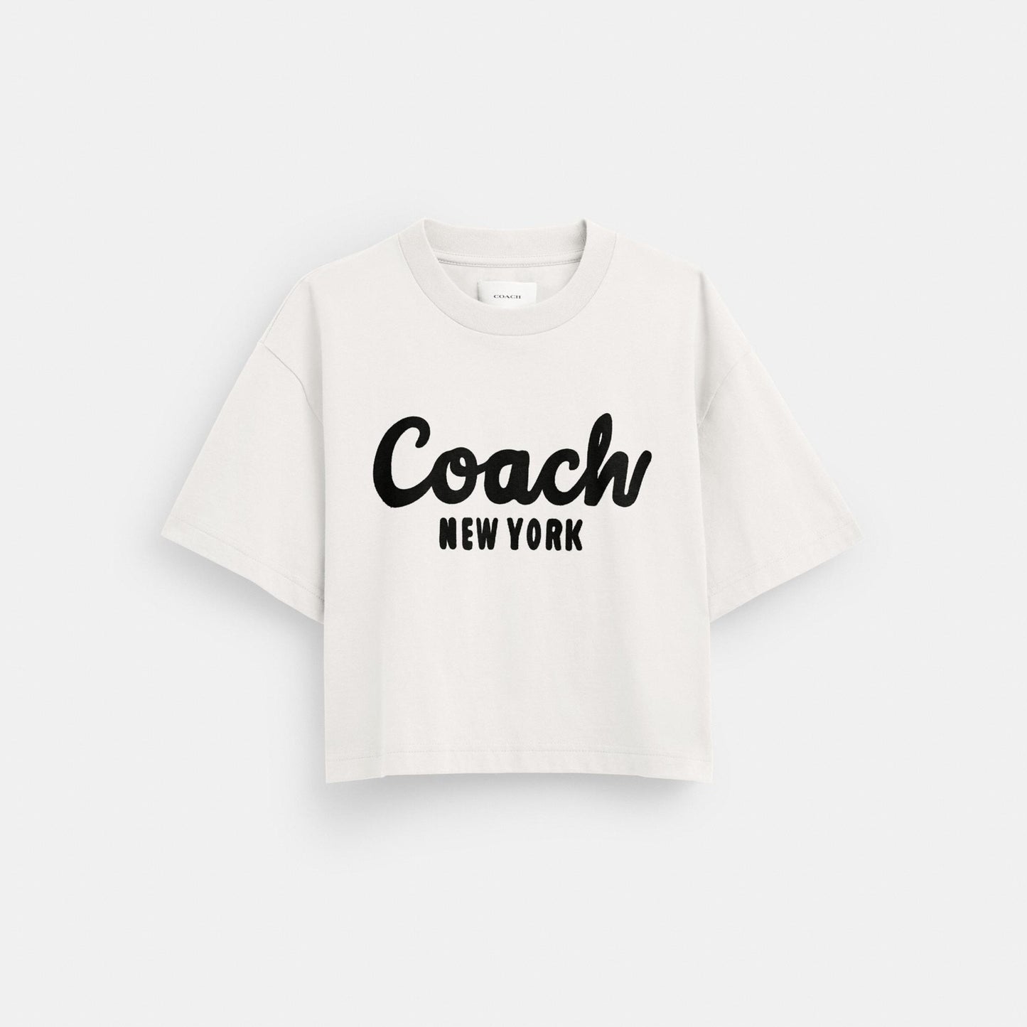 CP778-Cursive Signature Cropped T-Shirt-White