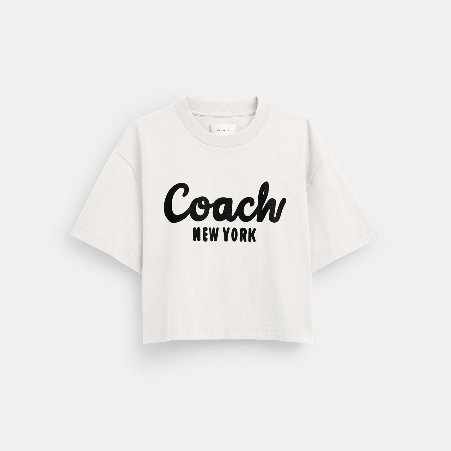 CP778-Cursive Signature Cropped T-Shirt-White