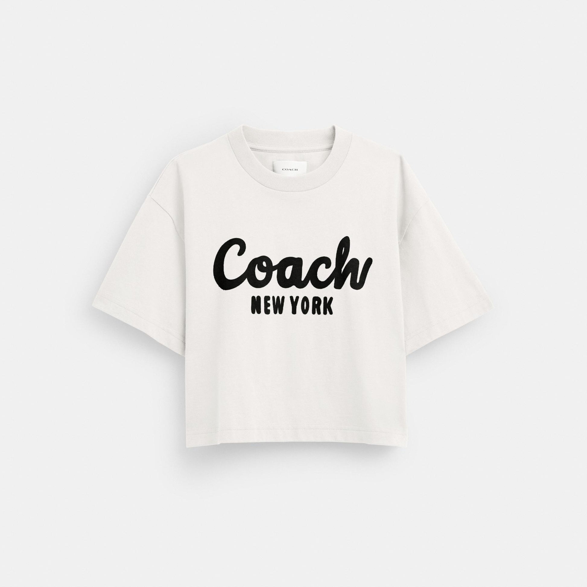 CP778-Cursive Signature Cropped T-Shirt-White