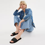 CR047-Holly Sandal With Quilting-Black
