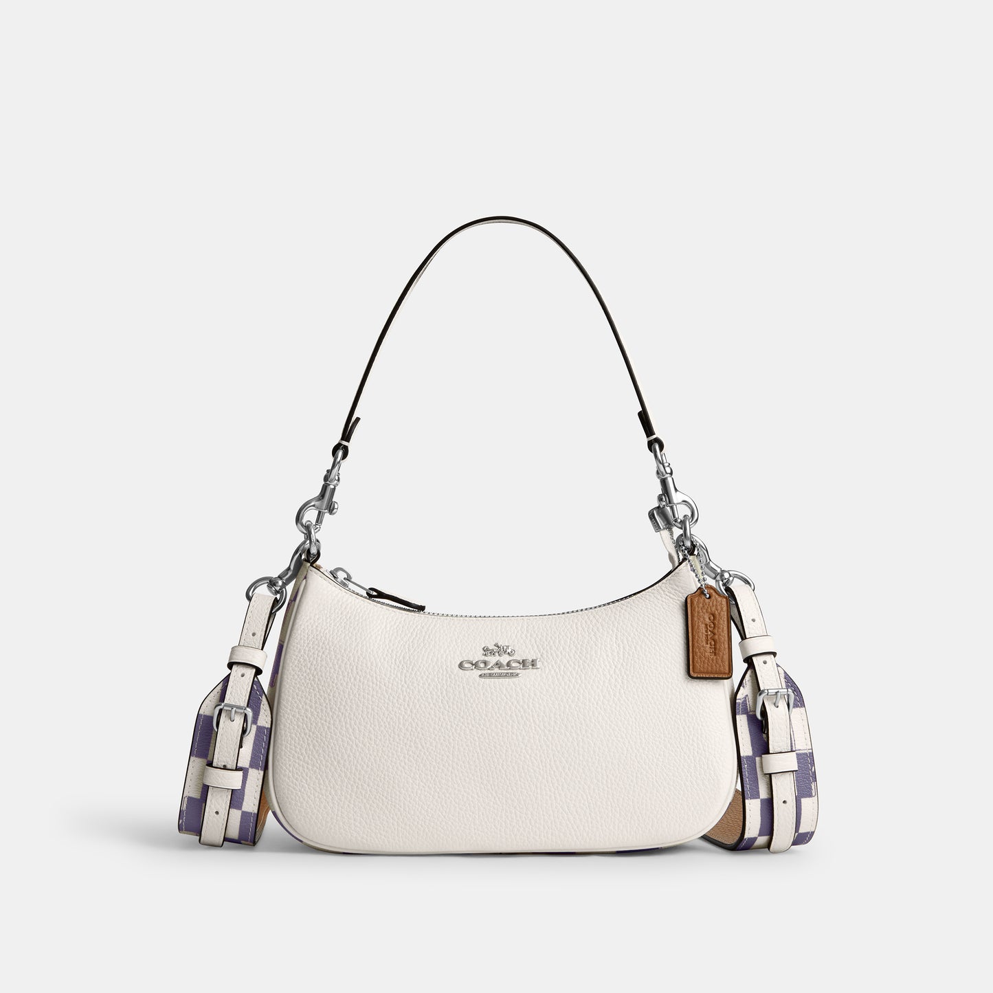 CR103-Teri Shoulder Bag With Checkerboard Print-SV/Light Violet/Chalk