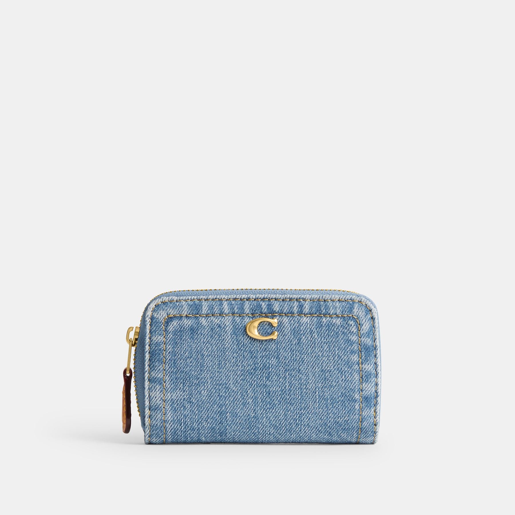 Essential Small Zip Around Card Case In Denim