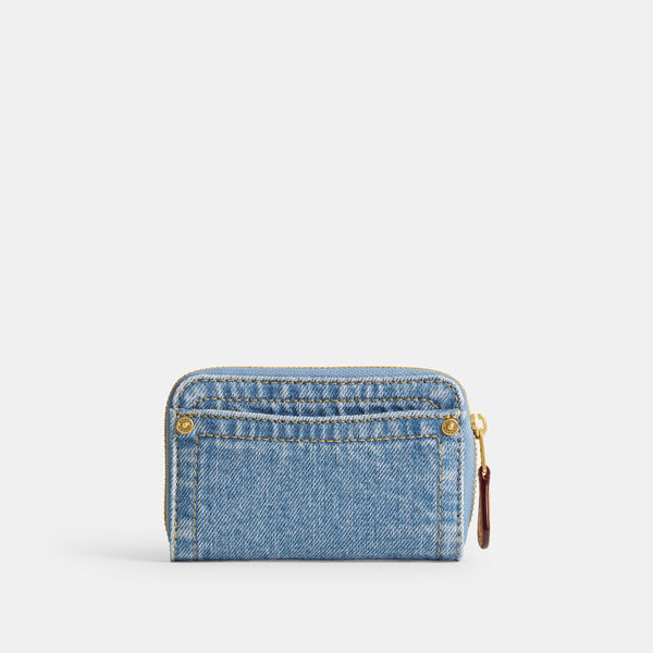 Essential Small Zip Around Card Case In Denim