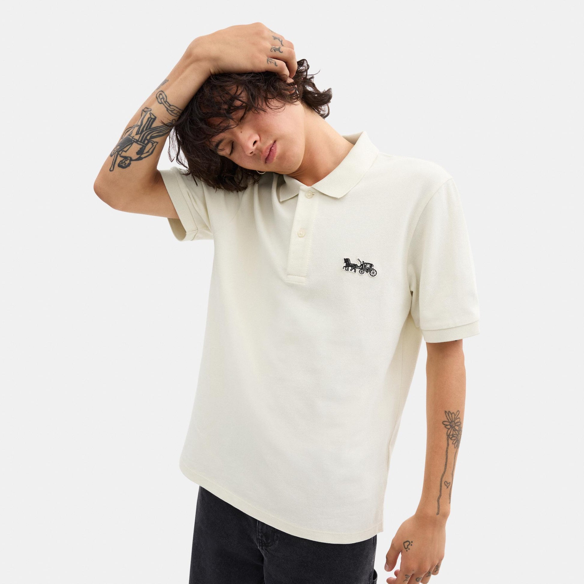 CT025-Horse and Carriage Classic Polo in Organic Cotton-White.