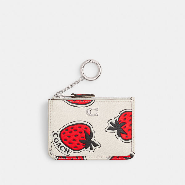Mini Skinny Id Case With Strawberry Print