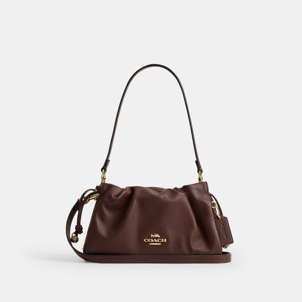 CV529-Faye Shoulder Bag with Ruching-Im/Maple