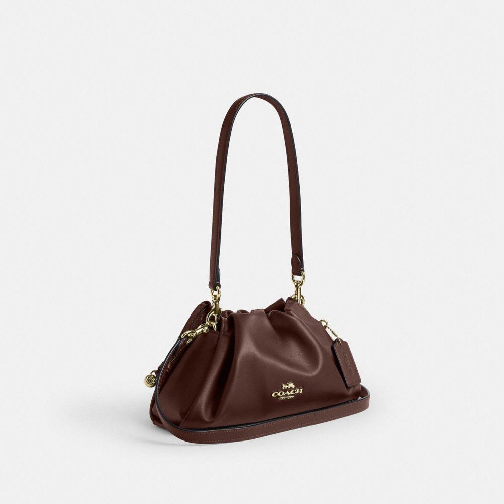 CV529-Faye Shoulder Bag with Ruching-Im/Maple