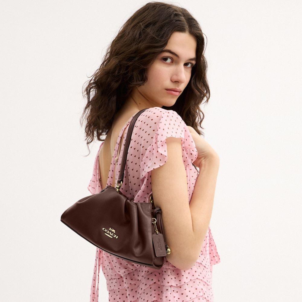 CV529-Faye Shoulder Bag with Ruching-Im/Maple
