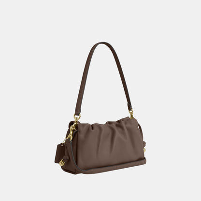 CV529-Faye Shoulder Bag with Ruching-Im/Dark Stone