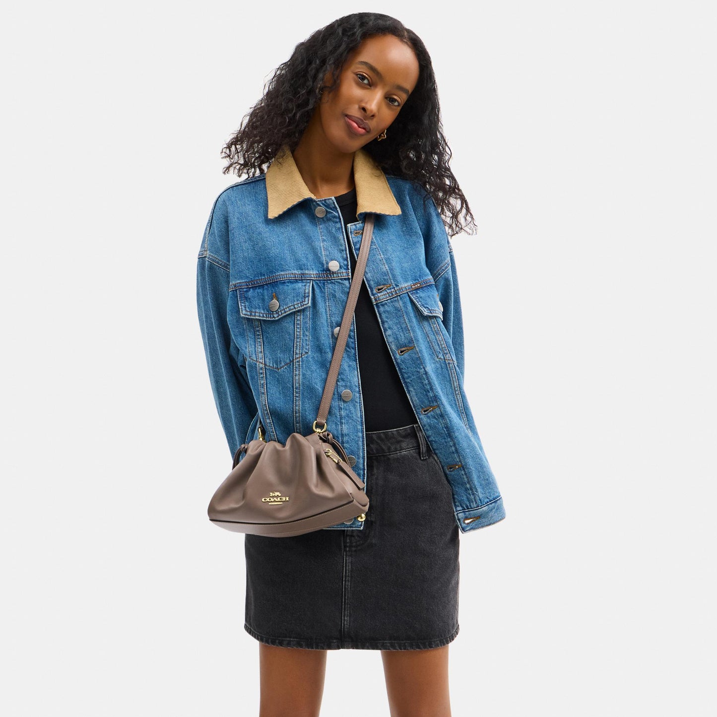 CV529-Faye Shoulder Bag with Ruching-Im/Dark Stone