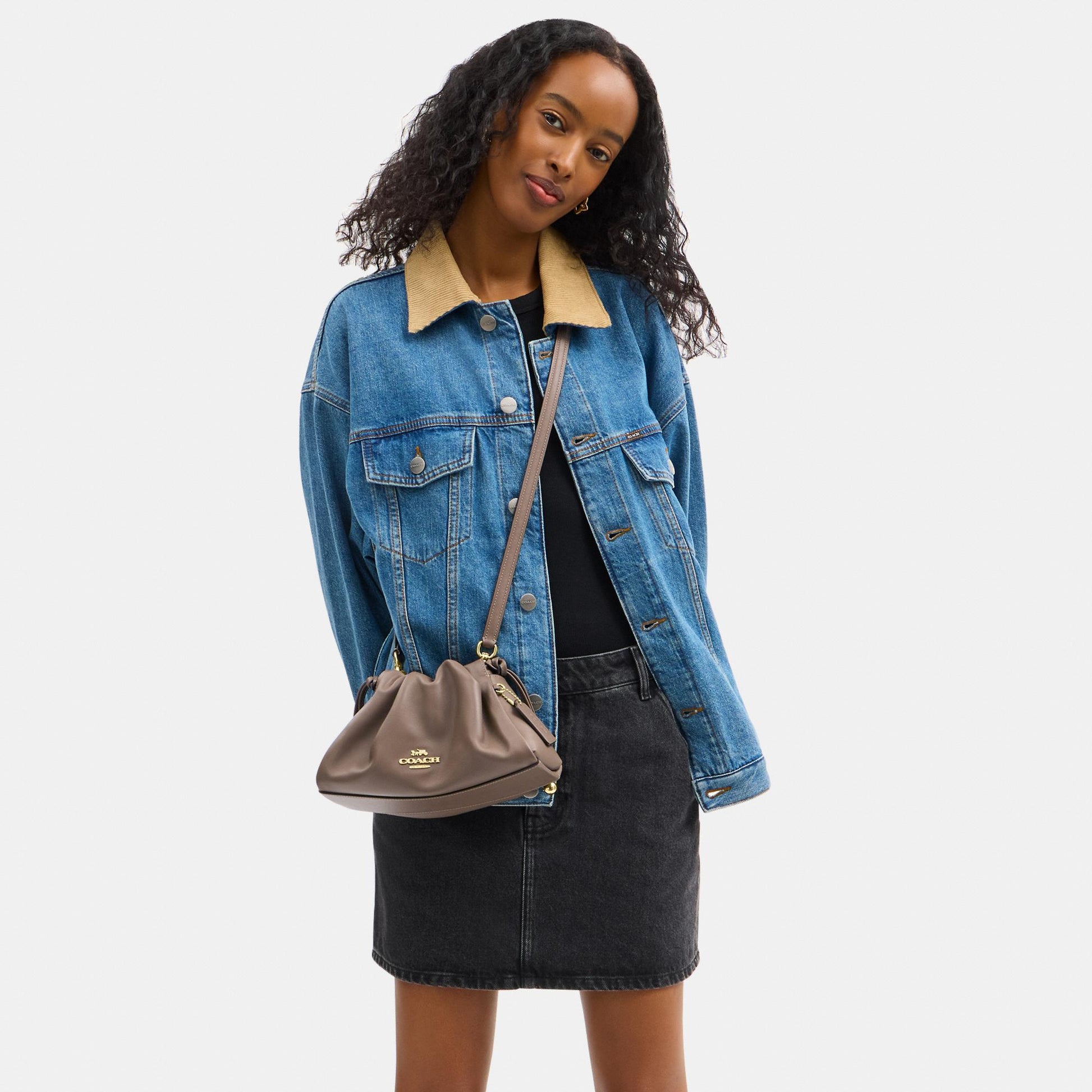 CV529-Faye Shoulder Bag with Ruching-Im/Dark Stone