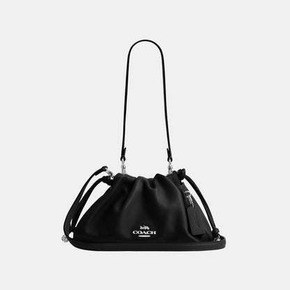 CV529-Faye Shoulder Bag with Ruching-Sv/Black