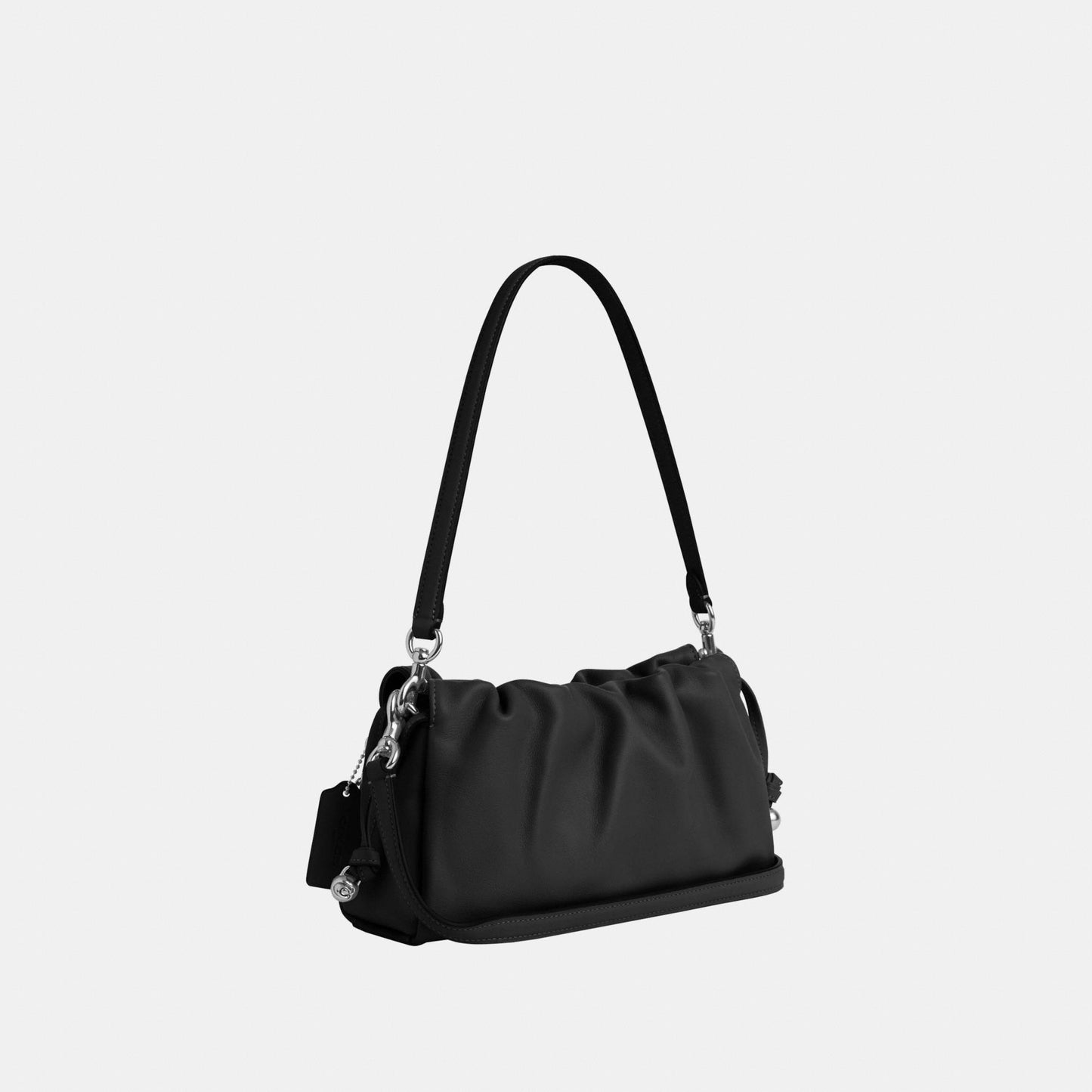 CV529-Faye Shoulder Bag with Ruching-Sv/Black
