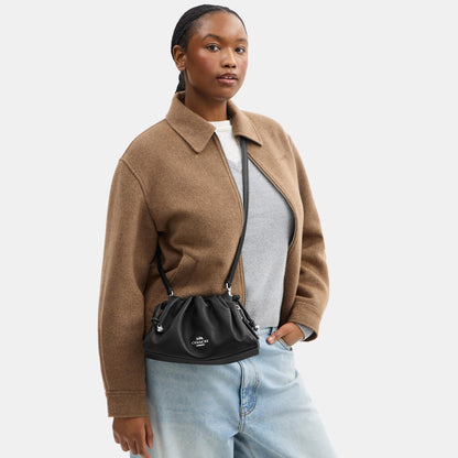 CV529-Faye Shoulder Bag with Ruching-Sv/Black