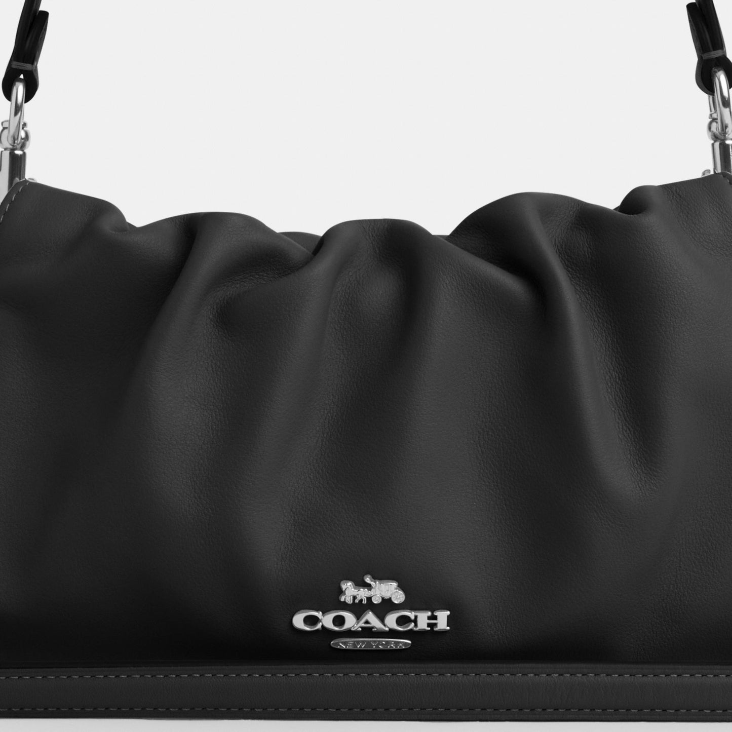 CV529-Faye Shoulder Bag with Ruching-Sv/Black