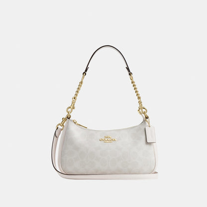 CV933-Teri Shoulder Bag In Signature Canvas-Im/White/Chalk