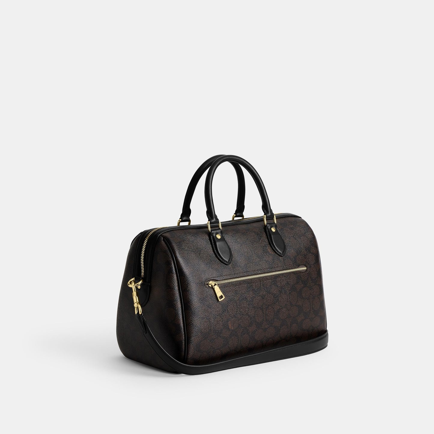 CV959-Rowan Large Satchel Bag in Signature Canvas-Im/Walnut/Black
