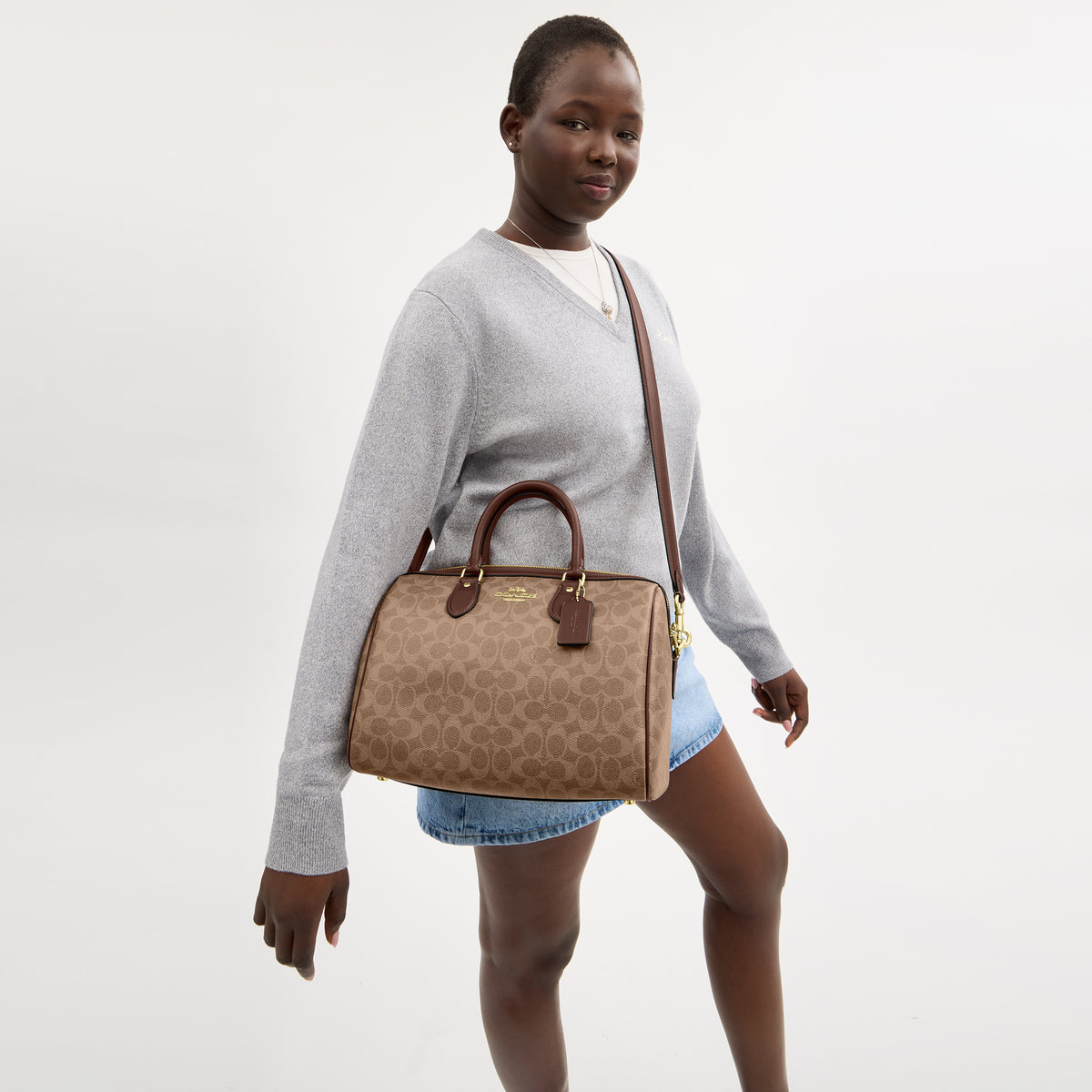 CV959-Rowan Large Satchel Bag in Signature Canvas