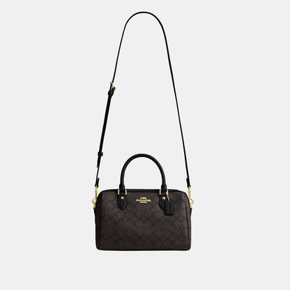 CV961-Rowan Satchel Bag in Signature Canvas-Im/Walnut/Black