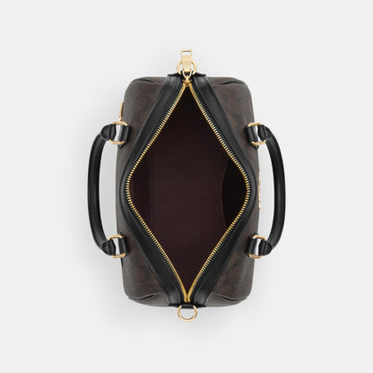 CV961-Rowan Satchel Bag in Signature Canvas-Im/Walnut/Black