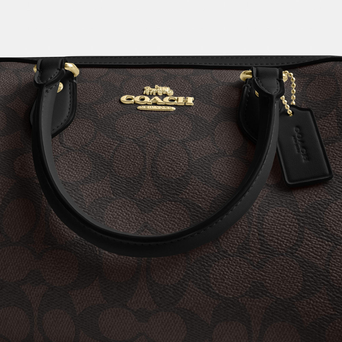 CV961-Rowan Satchel Bag in Signature Canvas-Im/Walnut/Black