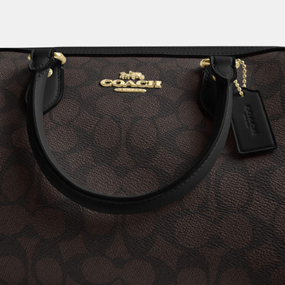 CV961-Rowan Satchel Bag in Signature Canvas-Im/Walnut/Black