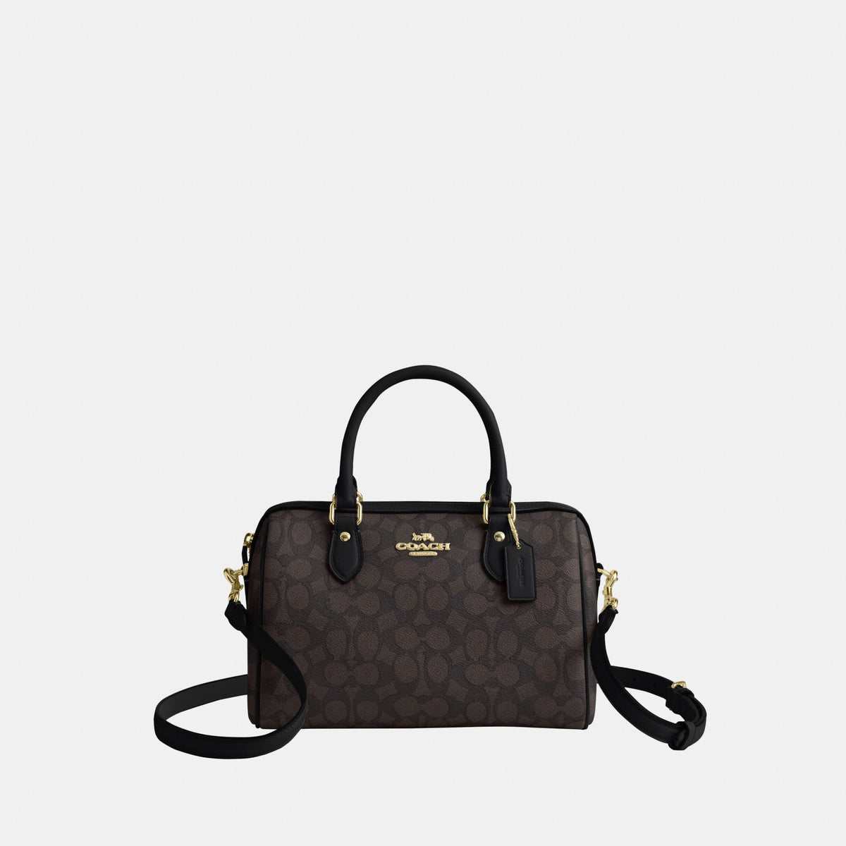 CV961-Rowan Satchel Bag in Signature Canvas-Im/Walnut/Black