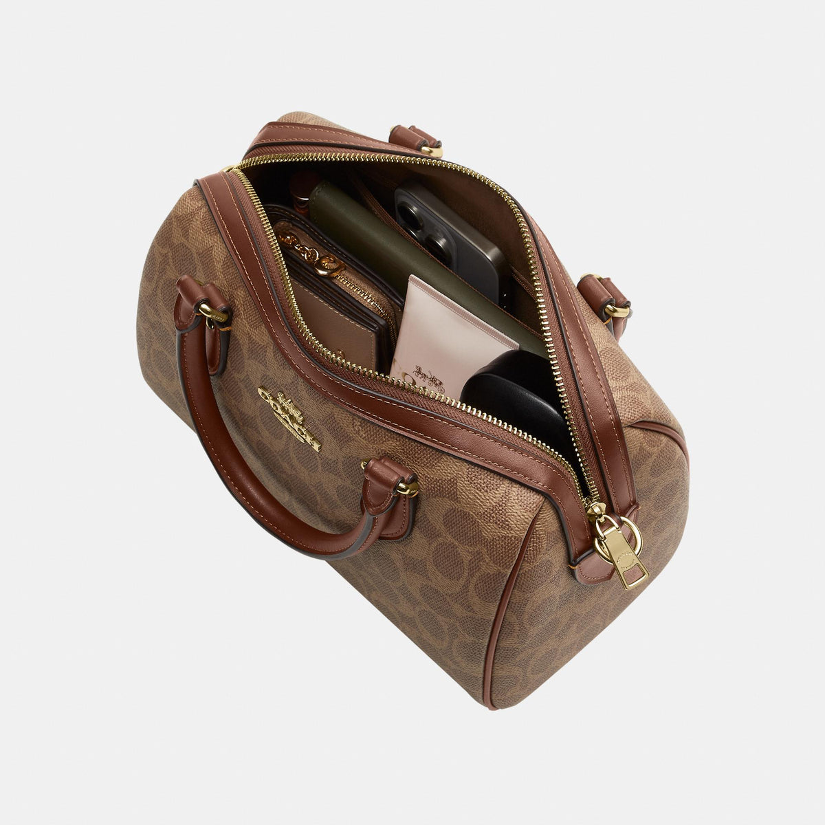 CV961-Rowan Satchel Bag in Signature Canvas-Im/Tan/Brown