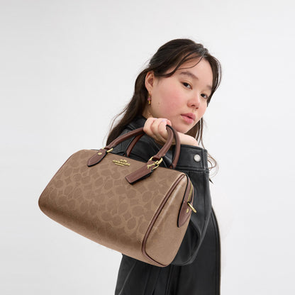 CV961-Rowan Satchel Bag in Signature Canvas-Im/Tan/Brown