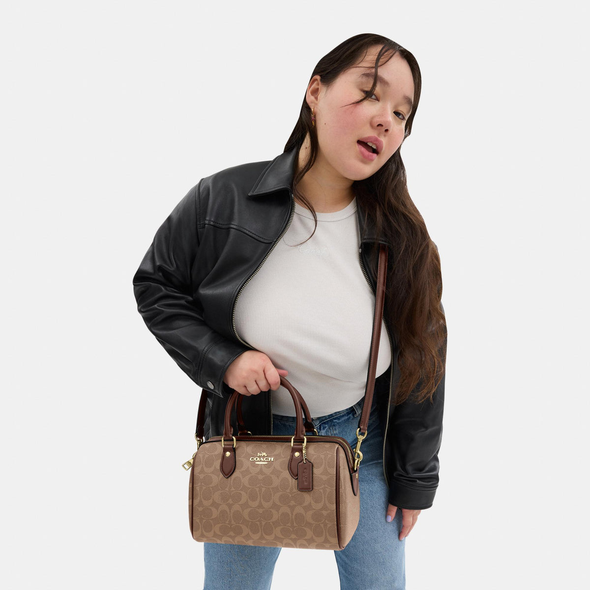 CV961-Rowan Satchel Bag in Signature Canvas-Im/Tan/Brown