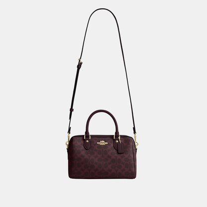 CV961-Rowan Satchel Bag in Signature Canvas-Im/Black Currant Multi