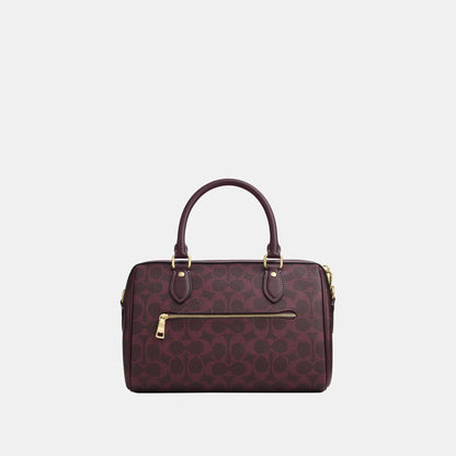 CV961-Rowan Satchel Bag in Signature Canvas-Im/Black Currant Multi
