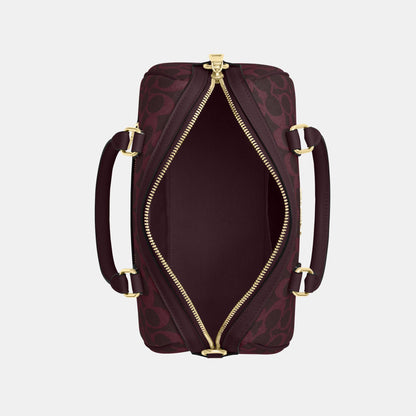 CV961-Rowan Satchel Bag in Signature Canvas-Im/Black Currant Multi