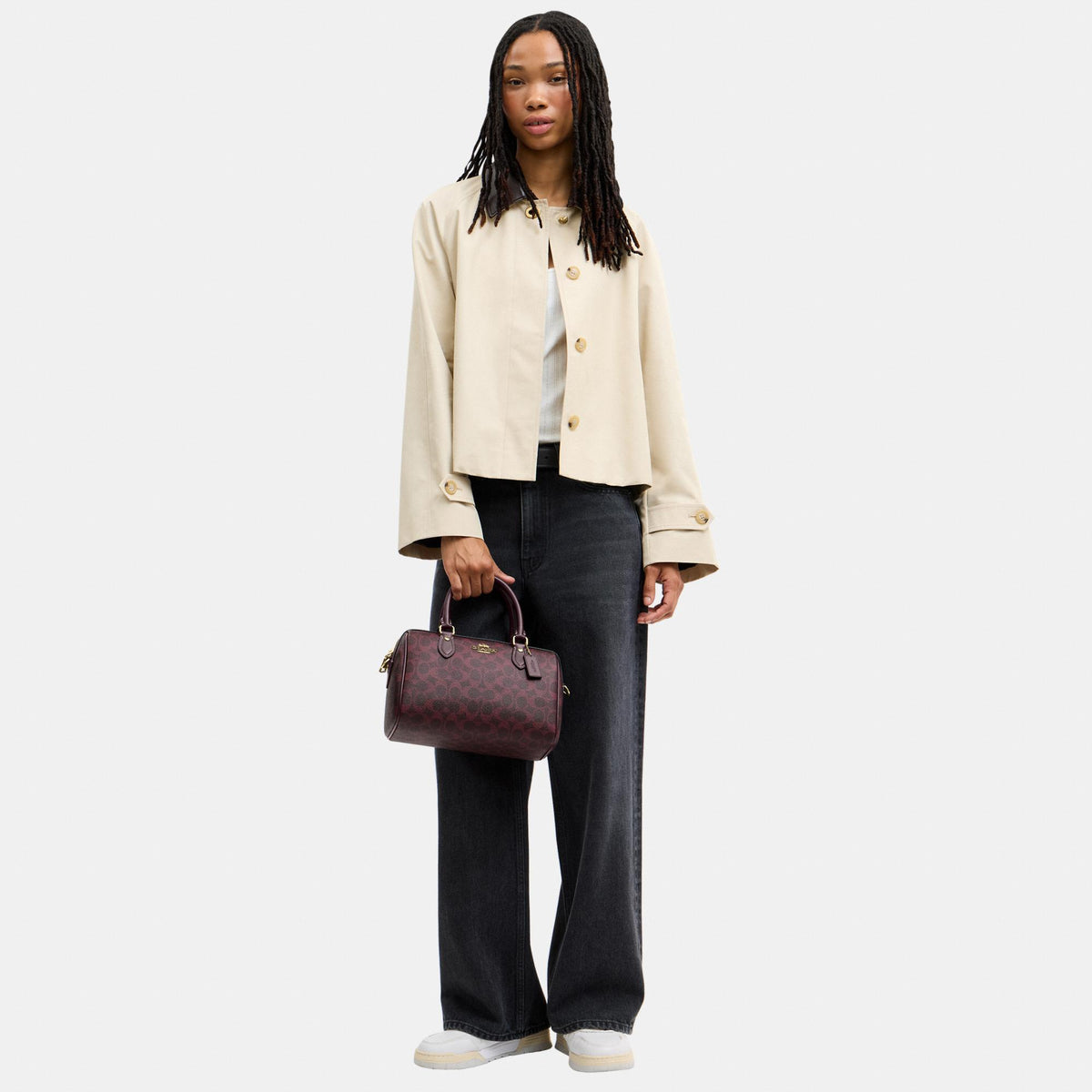 CV961-Rowan Satchel Bag in Signature Canvas-Im/Black Currant Multi