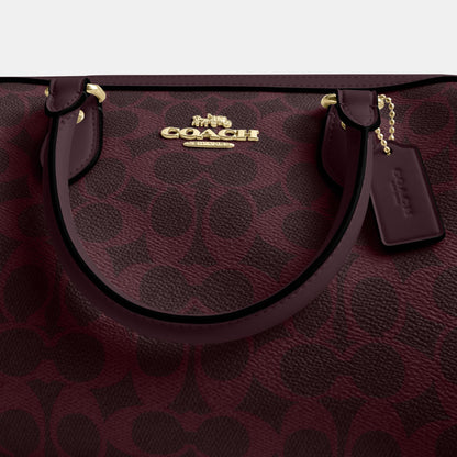 CV961-Rowan Satchel Bag in Signature Canvas-Im/Black Currant Multi