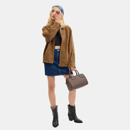 CV962-Rowan Satchel Bag-Qb/Dark Stone