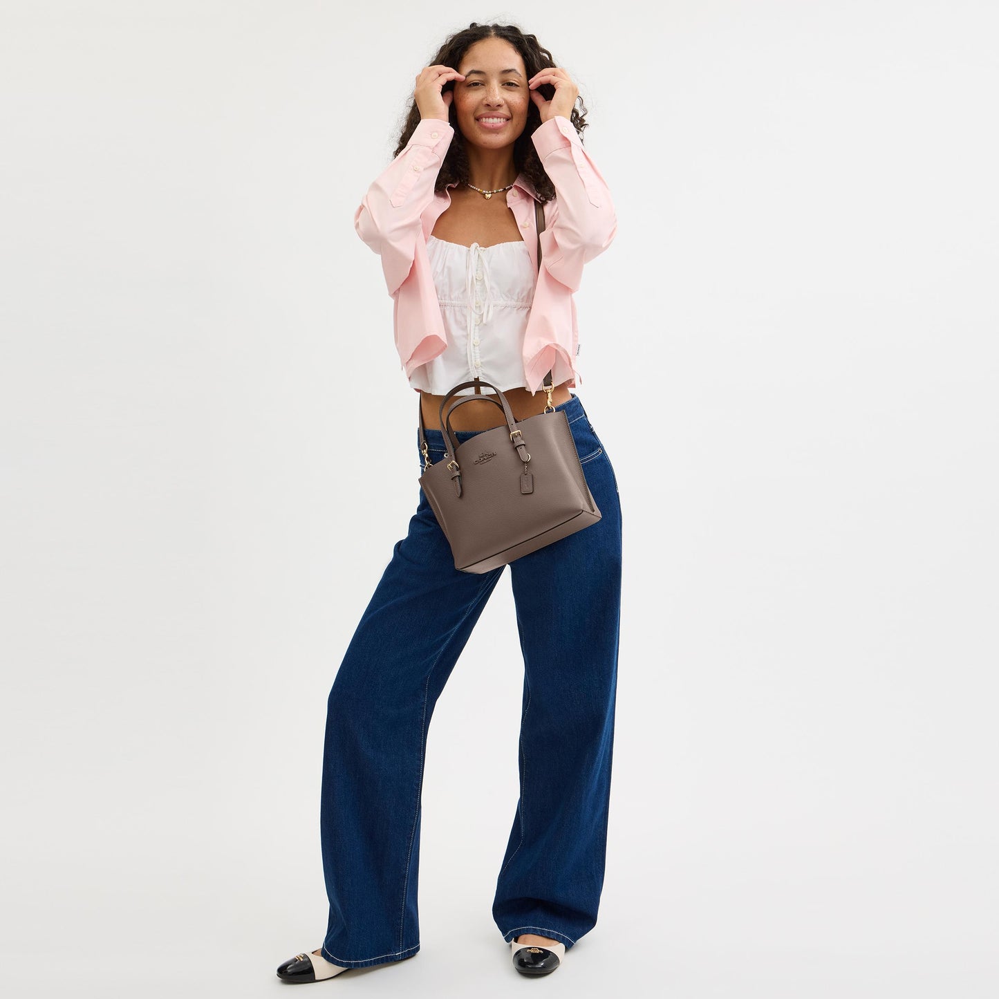 CV966-Mollie Tote Bag 25-Im/Dark Stone