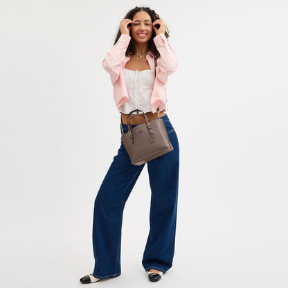 CV966-Mollie Tote Bag 25-Im/Dark Stone