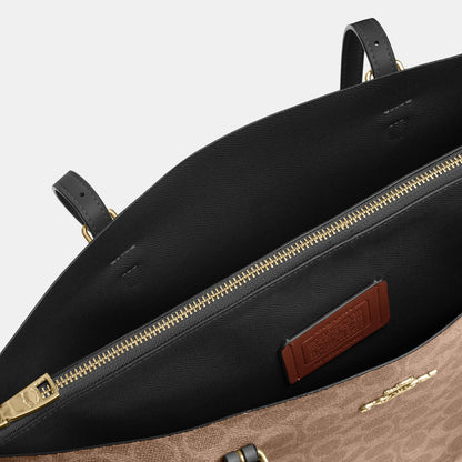 CV967-Mollie Tote Bag in Signature Canvas-Im/Tan/Black