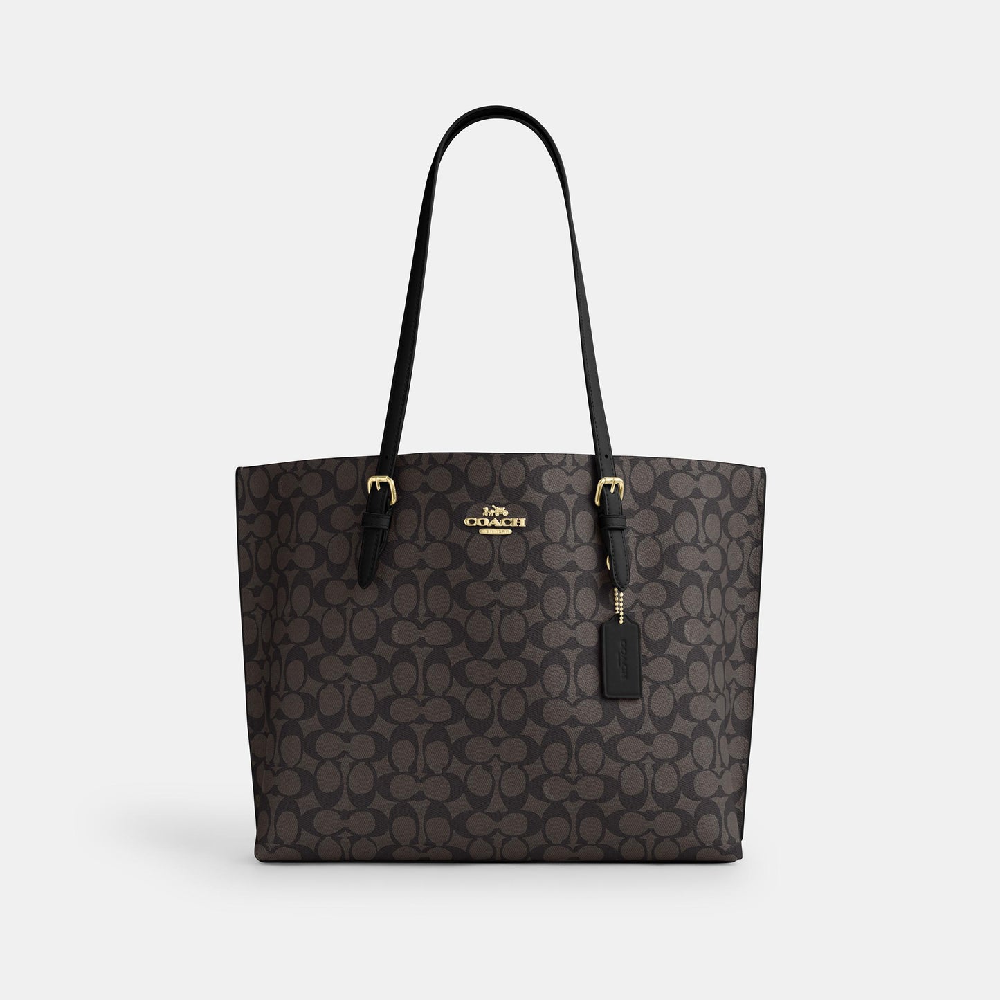 CV967-Mollie Tote Bag in Signature Canvas-Im/Walnut/Black