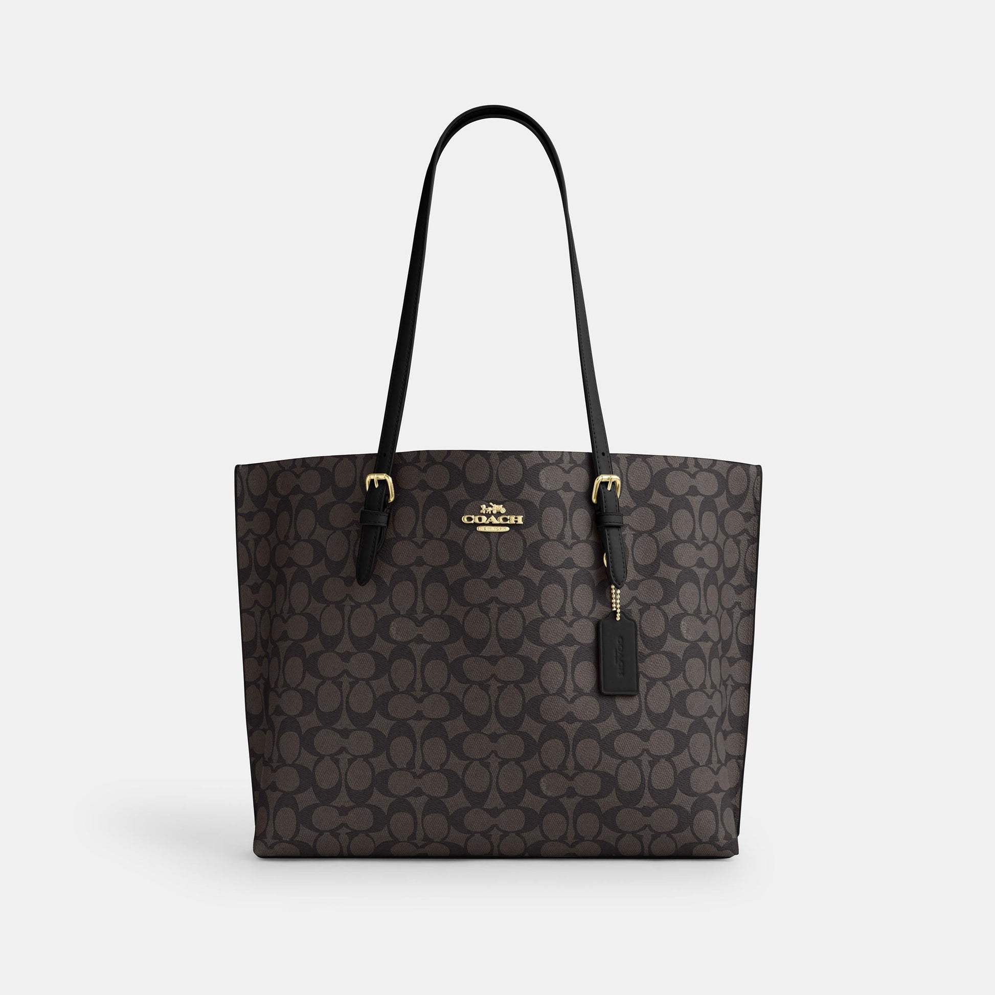 CV967-Mollie Tote Bag in Signature Canvas-Im/Walnut/Black