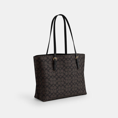 CV967-Mollie Tote Bag in Signature Canvas-Im/Walnut/Black